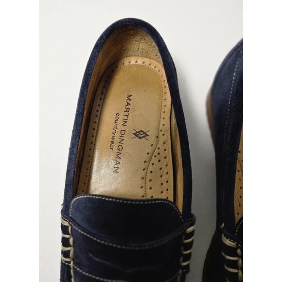 Martin Dingman Countrywear Men’s Size 9 M Suede Leather Penny Loafer Navy Blue - Picture 5 of 10
